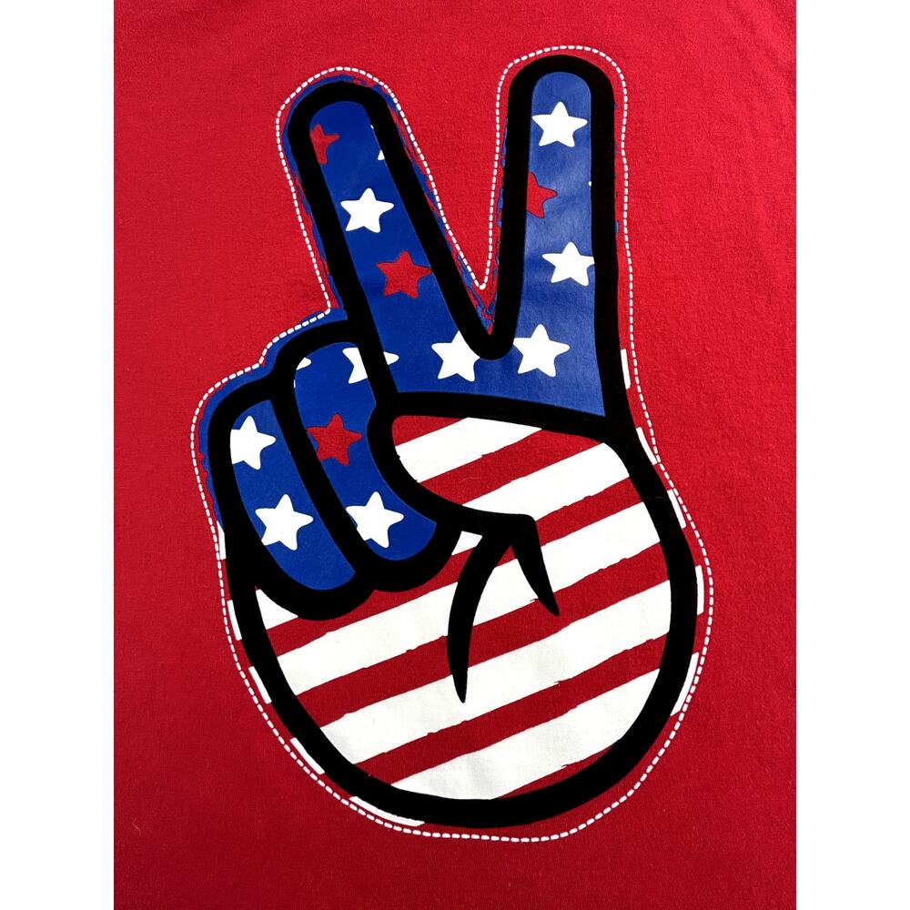 Way To Celebrate Patriotic Girls XL 14-16 Sleeveless TankRed USA Flag Peace Sign - Picture 3 of 6